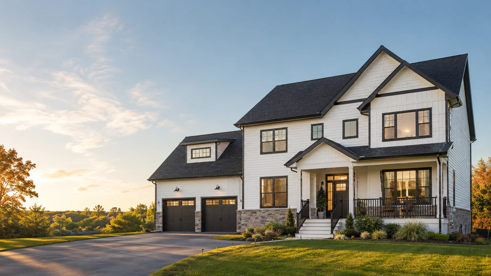 Completed Flourish Construction residence at golden hour
