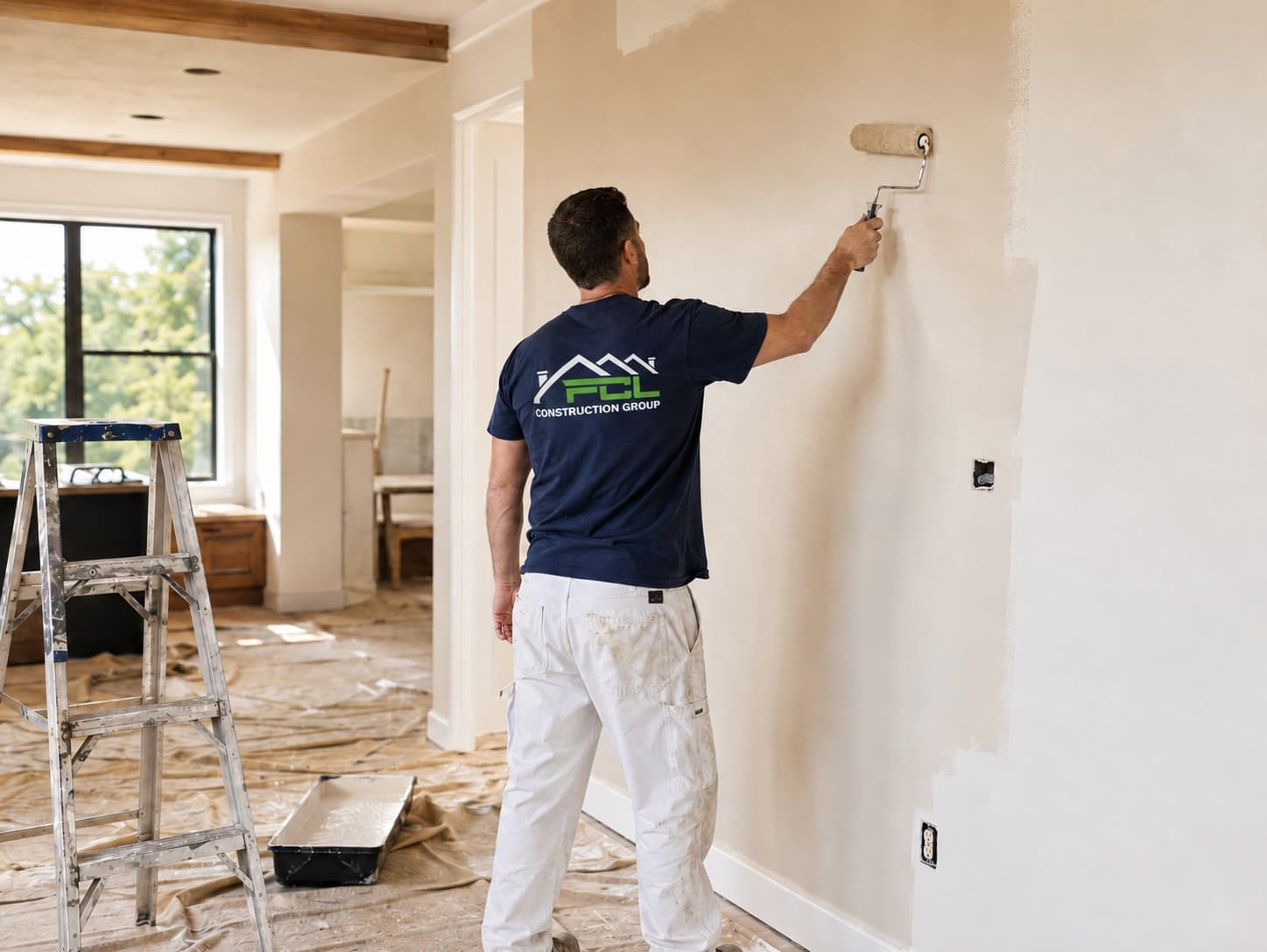 FCL renovation professional painting an interior wall